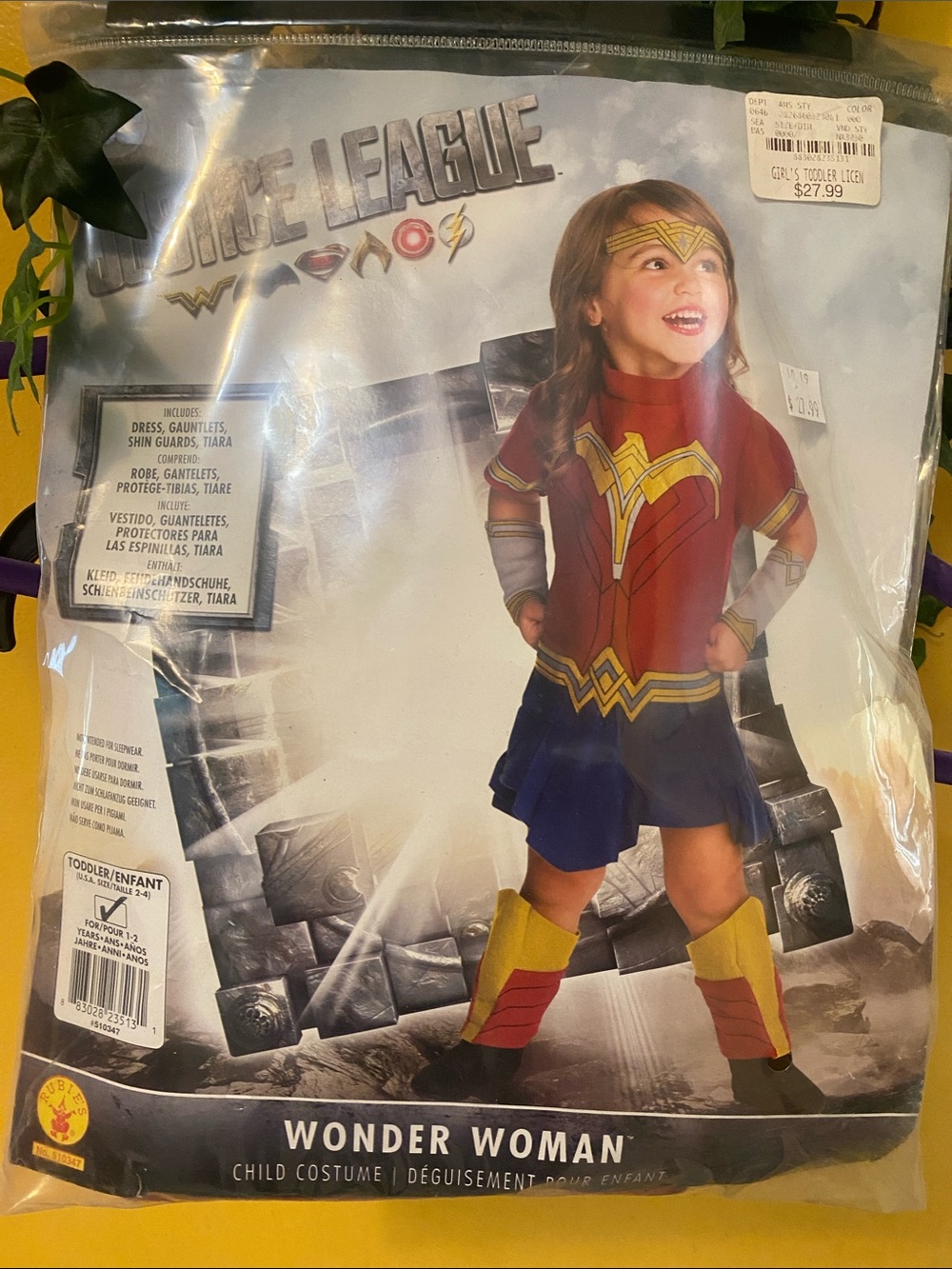 Wonder Woman Toddler Costume - Red, Blue & Gold Superhero Dress